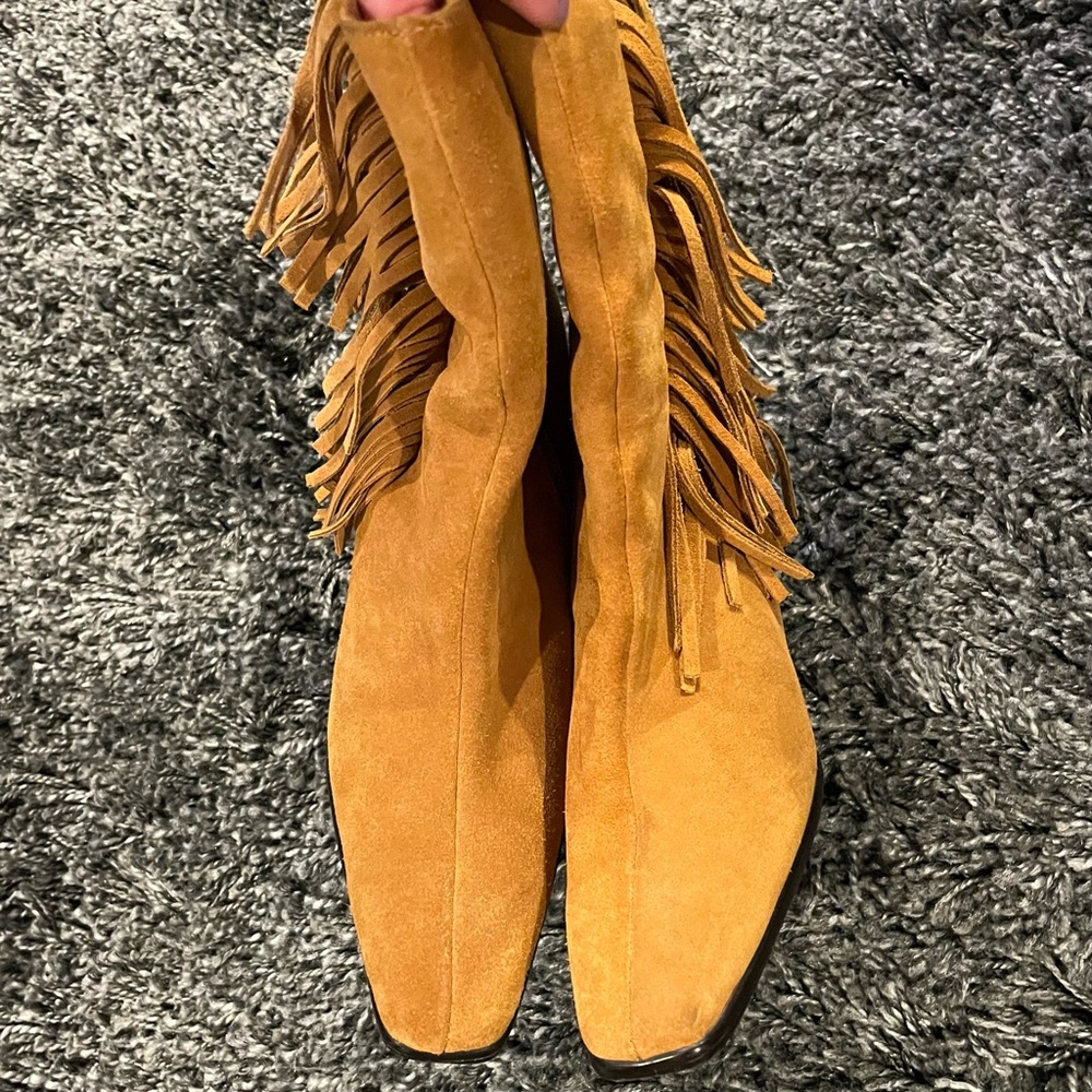 🌺PREDICTIONS VINTAGE TAN SUEDE FRINGE ANKLE BOOT SIZE 5.5🌺 - Picture 5 of 10